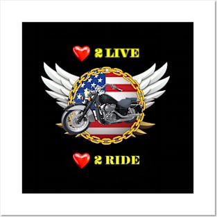 Patriotic Biker Flag and Motorcycle Posters and Art